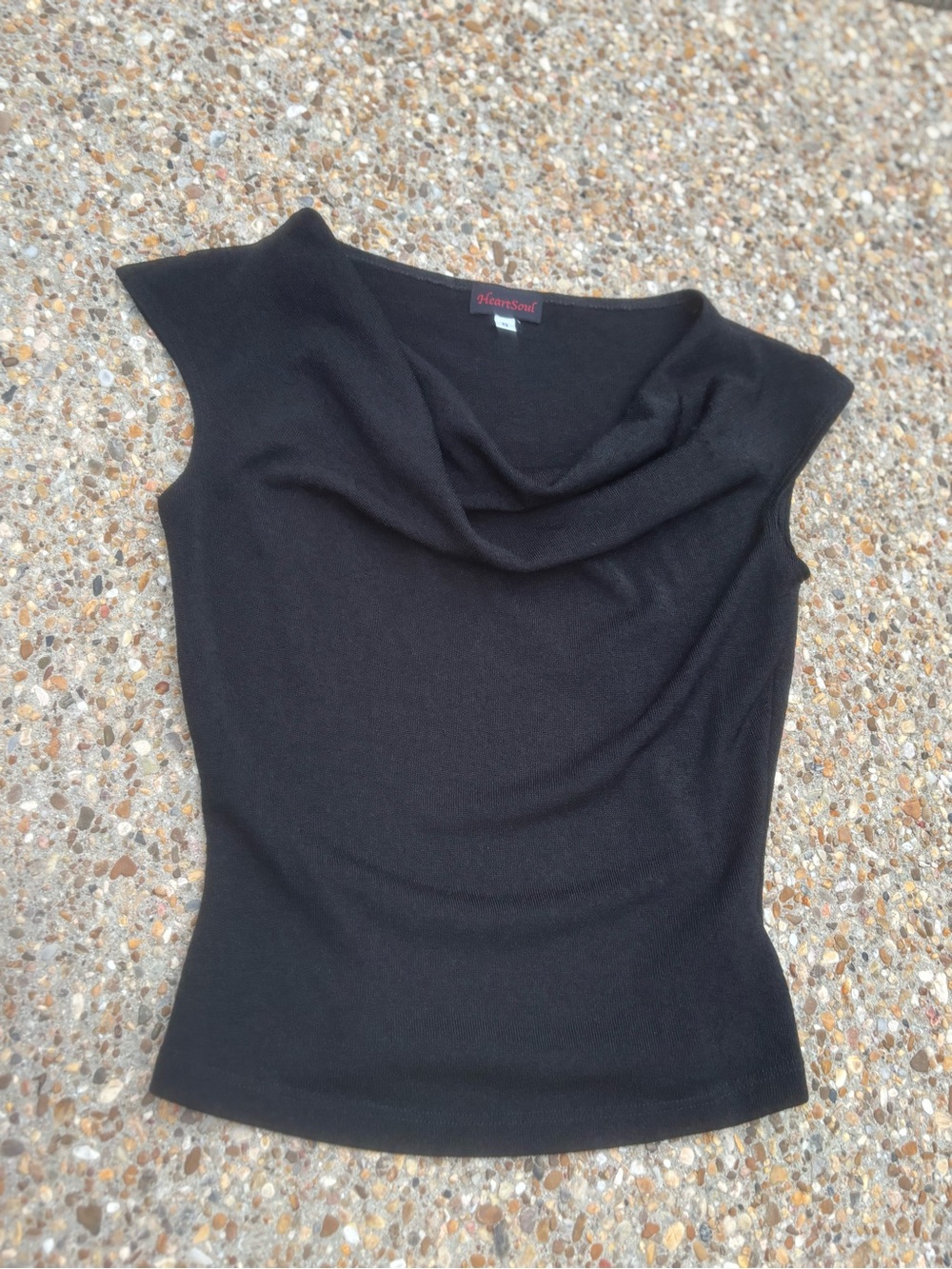 Vintage Y2K HeartSoul Black Cowl Neck Knit Top Small whimsigoth summer